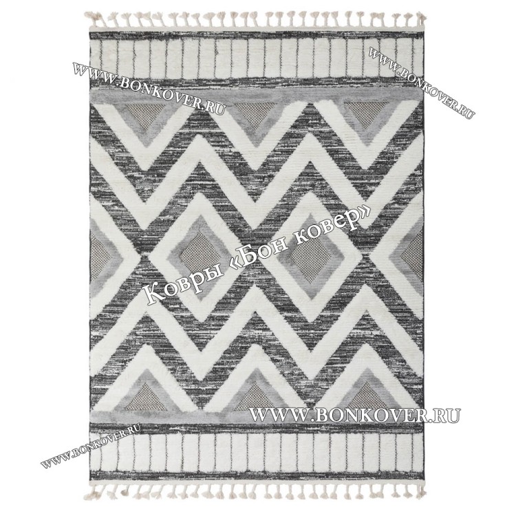 Турецкий Ковер Комфорт Дизайн 30082 Серый с Белым